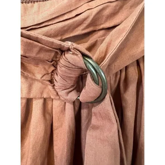 Free People Button Front Lined Midi Skirt Mustard Orange Size Small - Picture 7 of 11